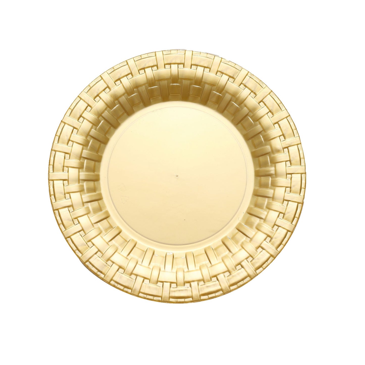 Gold Basketweave Rimmed Plastic Plates 7 Inch #whtbkgd