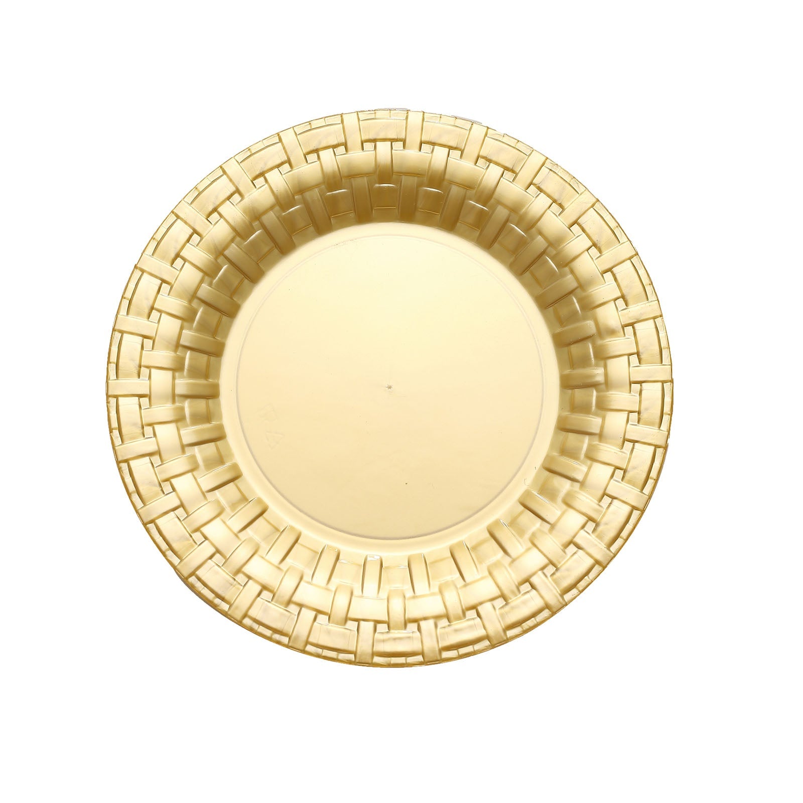 Gold Basketweave Rimmed Plastic Plates 7 Inch #whtbkgd