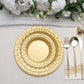 10 Pack | 7" Gold Basketweave Rim Plastic Salad Dessert Plates, Round Disposable Appetizer Plates