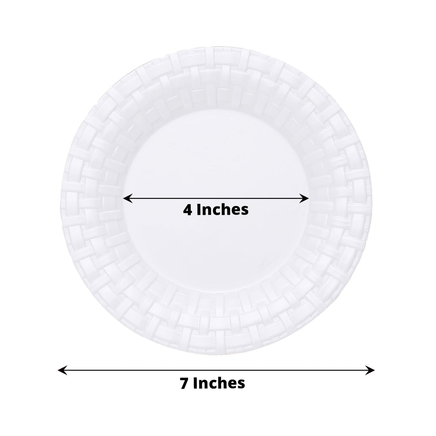 White Hard Plastic Dessert Plates With Basketweave Rim 10 Pack