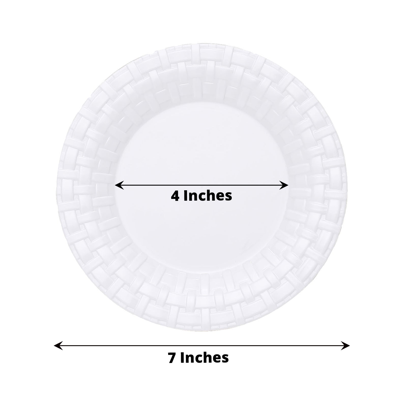 White Hard Plastic Dessert Plates With Basketweave Rim 10 Pack