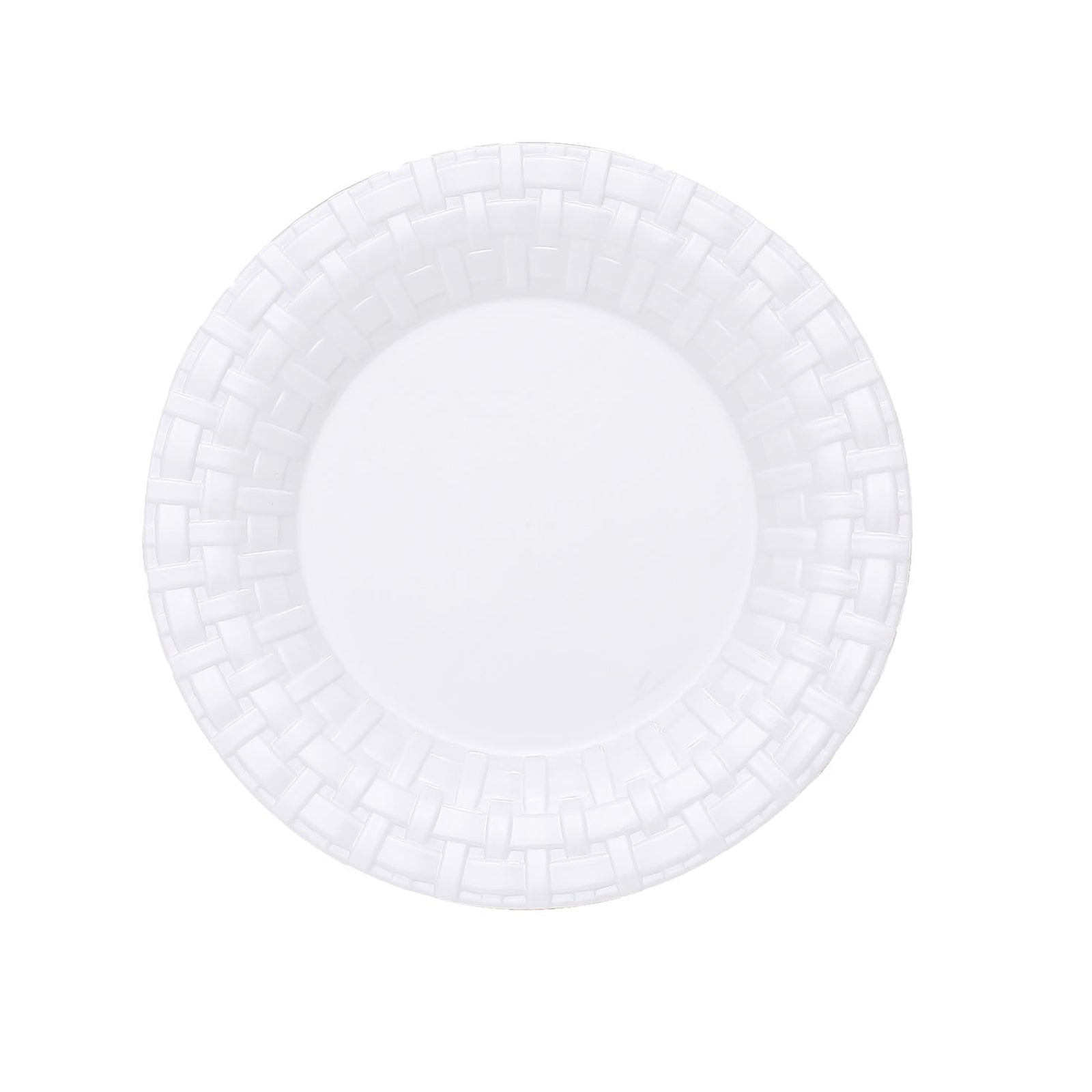 10 pk 7in White Basketweave Plastic Plates | TCFLinen