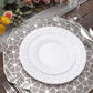 10 Pack | 7" White Basketweave Rim Plastic Salad Dessert Plates, Round Disposable Appetizer Plates