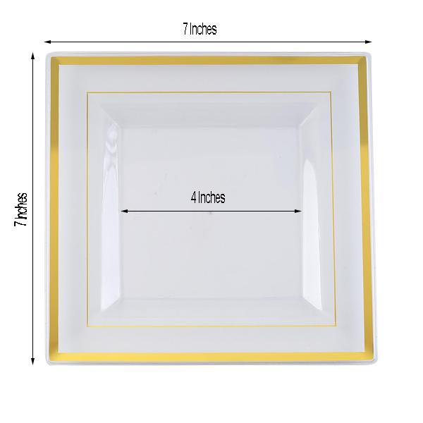 Disposable Plastic Salad Plates, Square Dessert Plates, Heavy Duty Plastic Plates