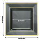 Gold trim black square disposable dinner plate, 10 inches.