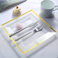 10 Pack - 10inch Gold Trim Clear Square Plastic Disposable Dinner Plates