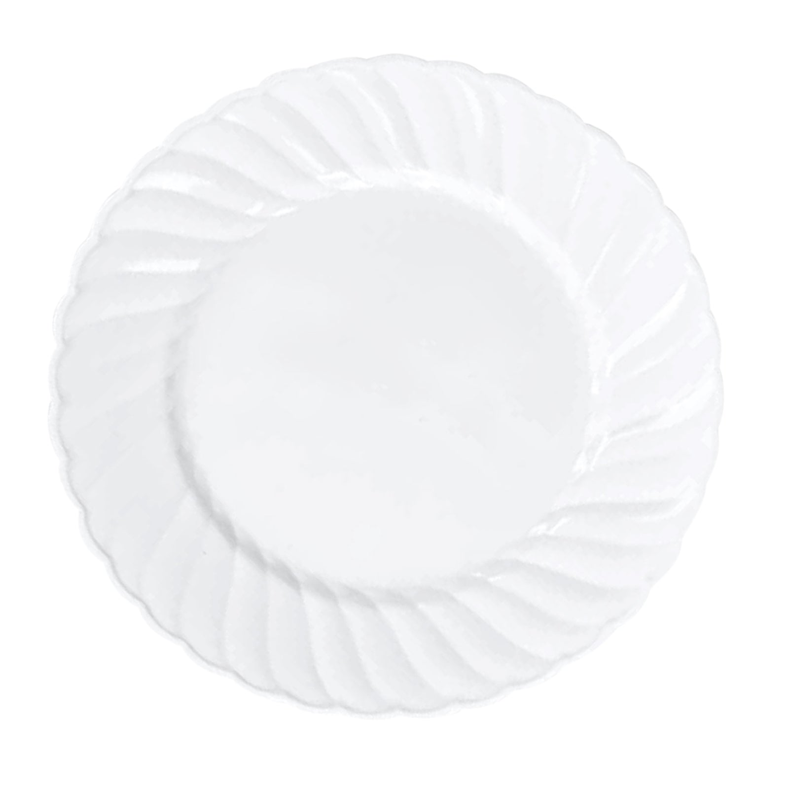 12 Pack | 7.5inch White Flair Rim Plastic Dessert Appetizer Plates, Round Disposable Salad Plates#whtbkgd