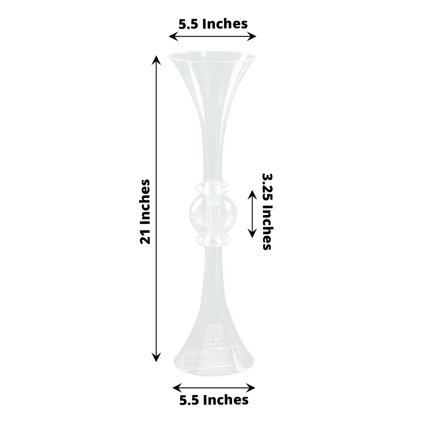 2 Pack - Crystal Clear Plastic Reversible Trumpet Vase - 21 Inch