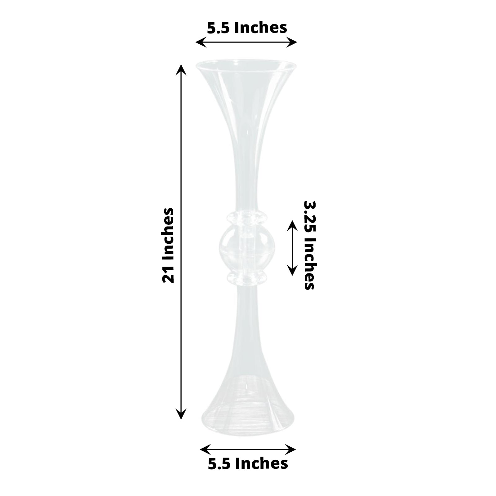 2 Pack - Crystal Clear Plastic Reversible Trumpet Vase - 21 Inch
