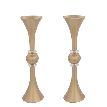 2 Pack Plastic Trumpet Gold Crystal Vases 27 Inch#whtbkgd