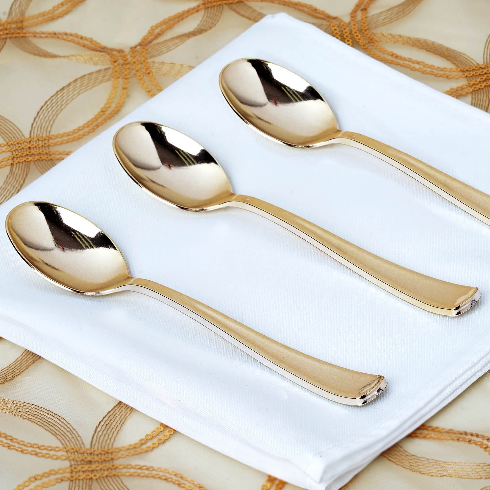 7" Metallic Gold Heavy Duty Plastic Spoons - 25 Pack