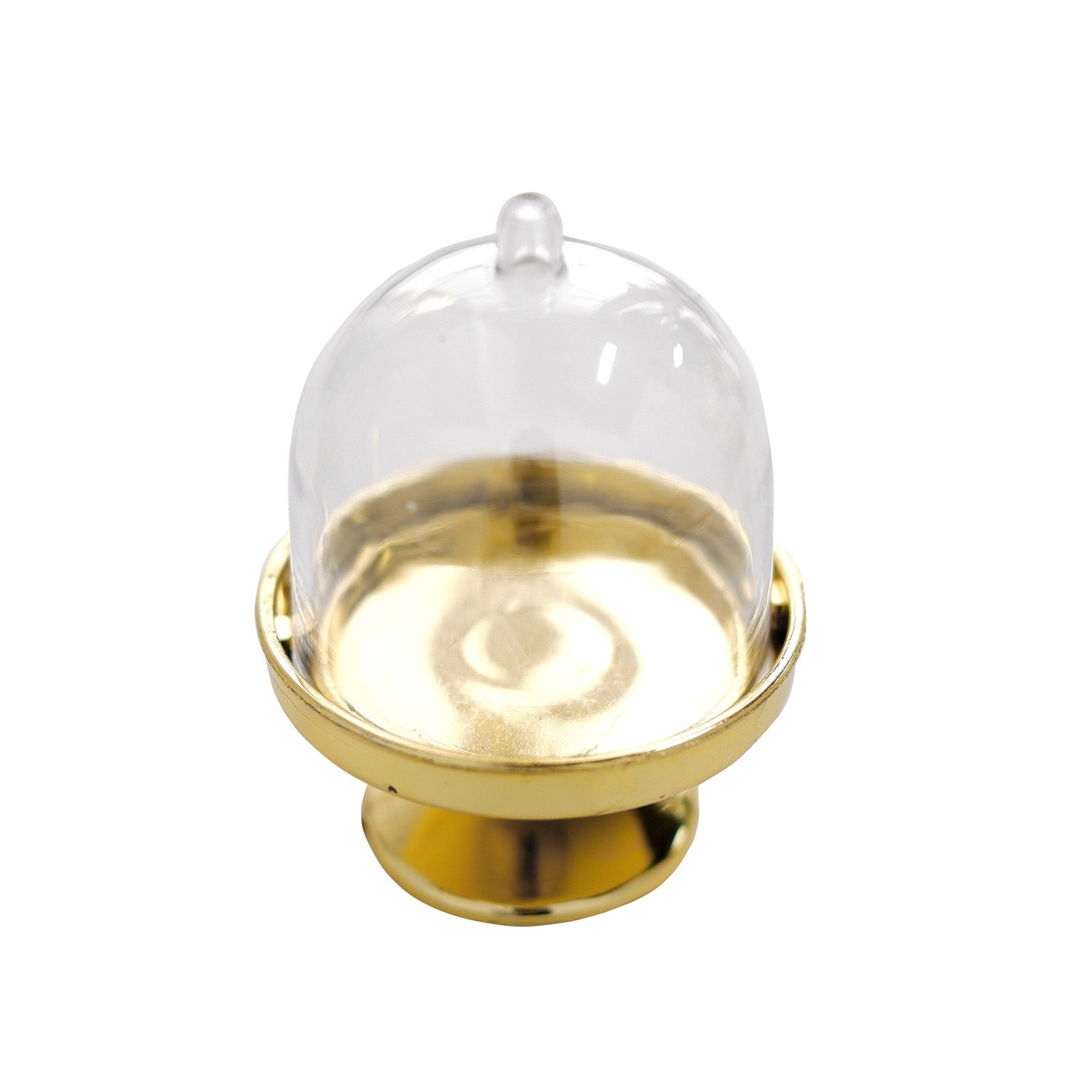 Gold Mini Pedestal Cupcake Stand 3 Inch with Clear Dome Lid Pack of 12#whtbkgd