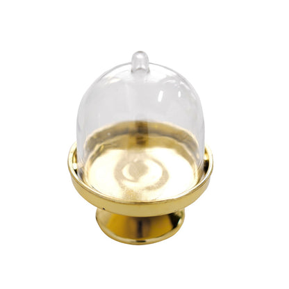 Gold Mini Pedestal Cupcake Stand 3 Inch with Clear Dome Lid Pack of 12#whtbkgd