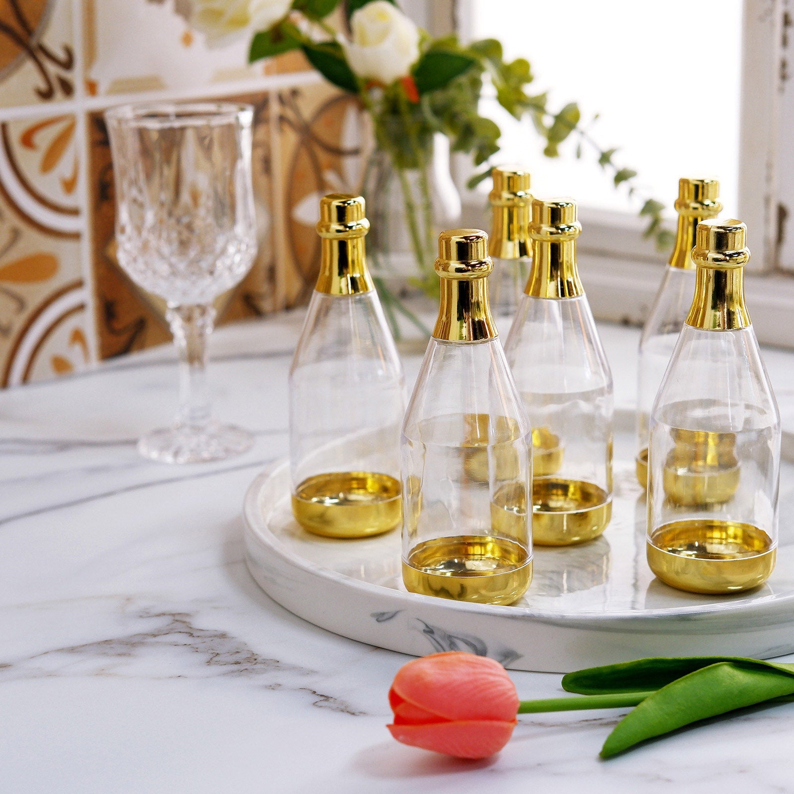 Metallic Gold Mini Champagne Bottle 6 Inch Party Favor Candy Treat Favor Gift Container 