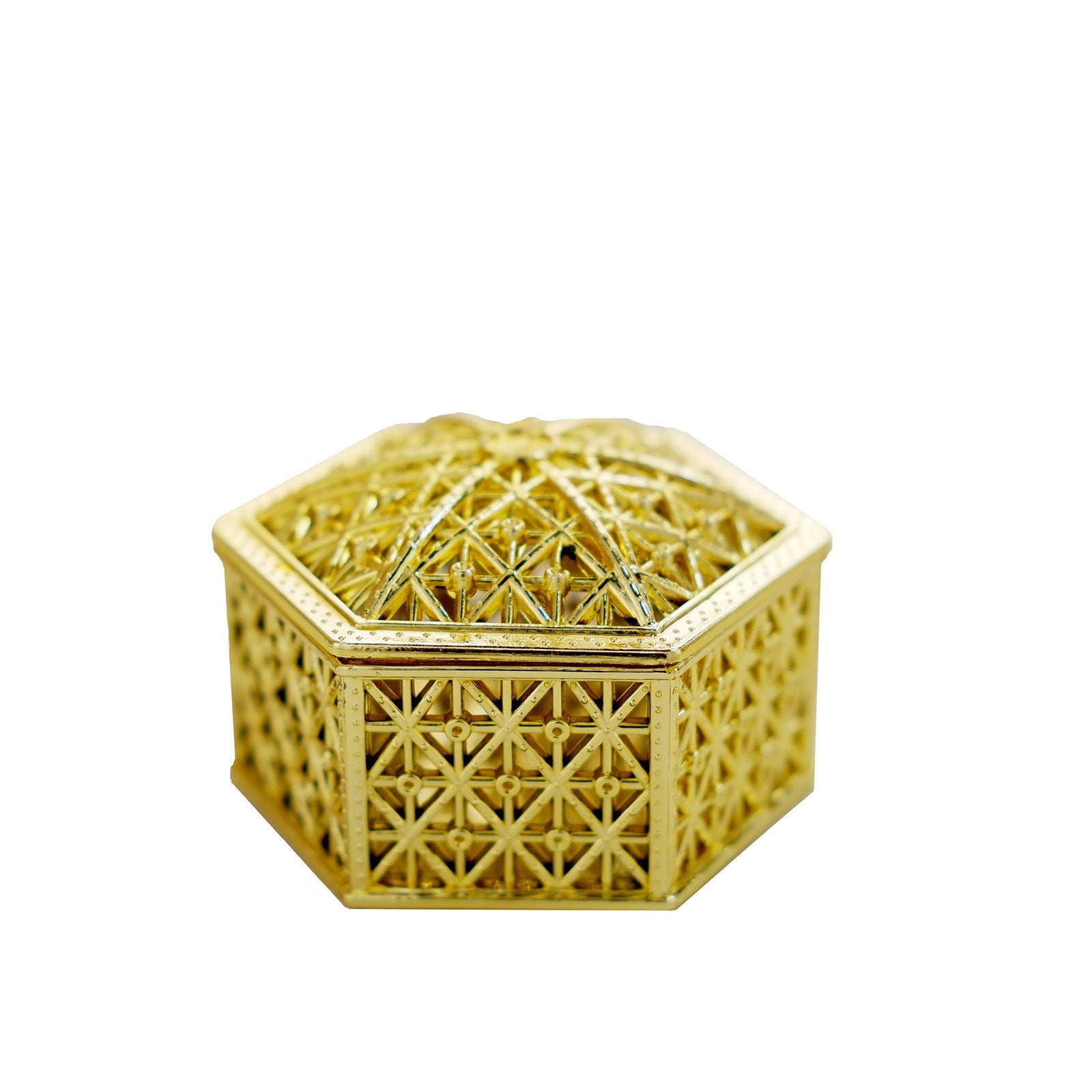 Gold Vintage Hexagon Gift Container Party Favor Treat Boxes 3 Inch in Pack of 12#whtbkgd