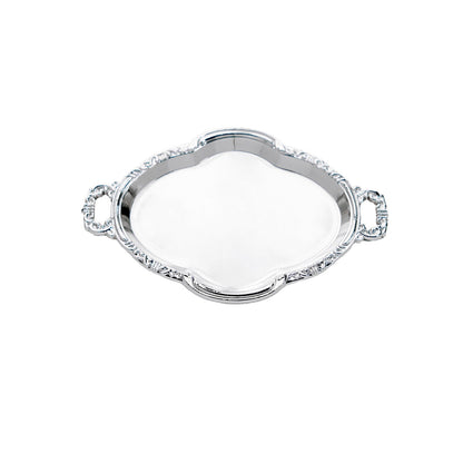 Silver oval baroque mini party favor tray, 4.5 inches, elegant serving display.
