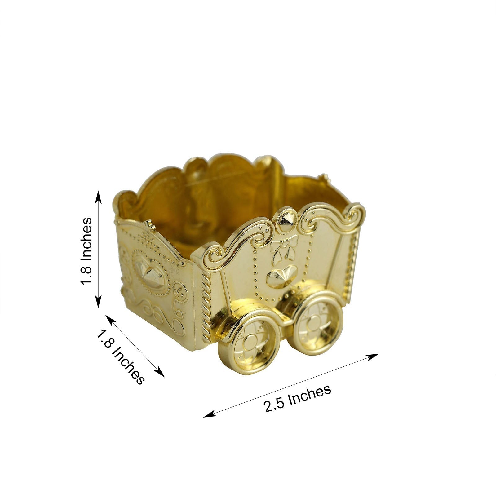 Gold party favor gift box shaped like a chariot, 2.5"x2".
