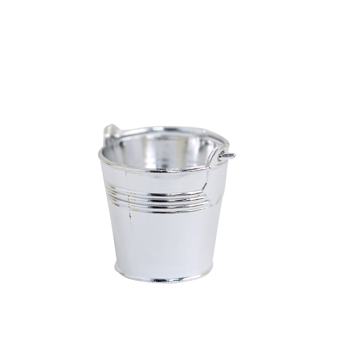 Silver mini pail bucket for party favors or candy gifts.
