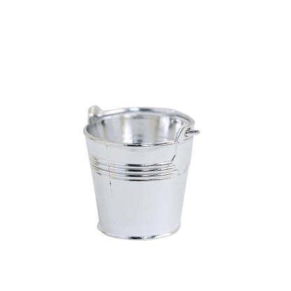 Silver mini pail bucket for party favors or candy gifts.