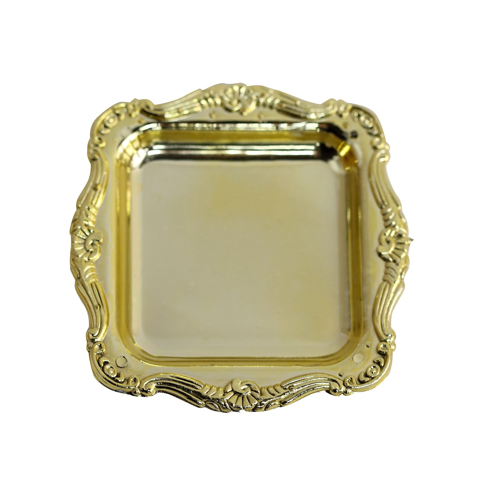 3 Inch x 3 Inch Gold Square Mini Baroque Candy Serving Plates Party Favor Pack of 12#whtbkgd