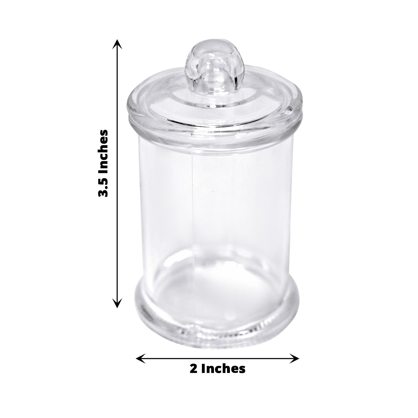 Clear plastic candy jar, 3.5 inches, disposable goodie container, 12 pack.