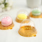 50 Pack | Gold/Clear 3" Mini Plastic Cupcake Favor Containers, Round Dome Party Boxes Treat Display Holder