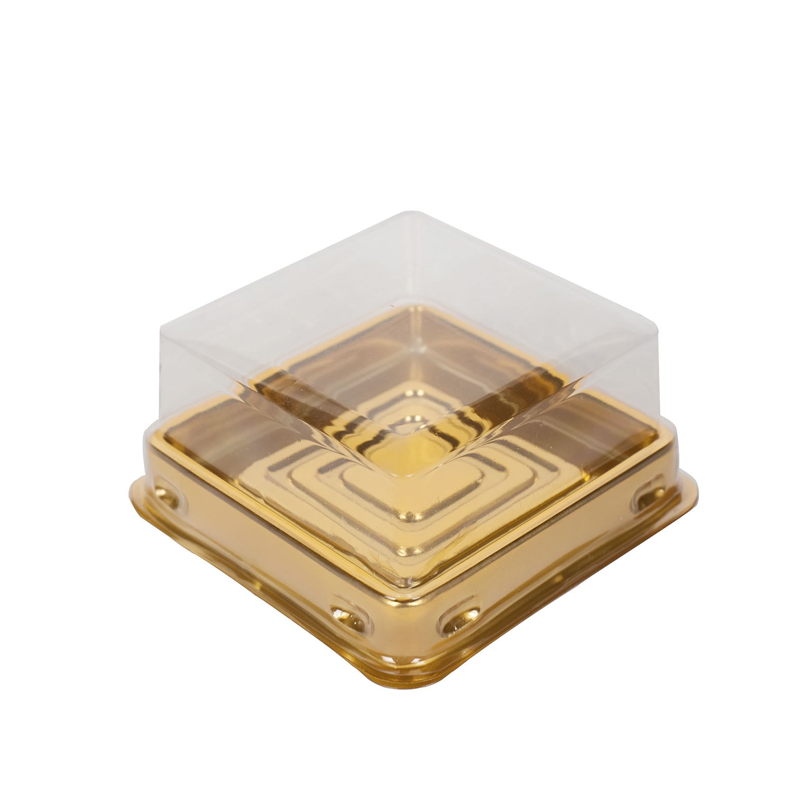 Clear And Gold Mini Square Plastic Cupcake Boxes Party Favors