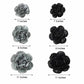 Pack of 6 black and charcoal gray peony paper artificial flowers in assorted sizes.
