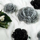 Pack of 6 black and charcoal gray peony paper artificial flowers. #whtbkgd