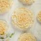 Carnation ivory 3D wall tissue paper flowers in various sizes.