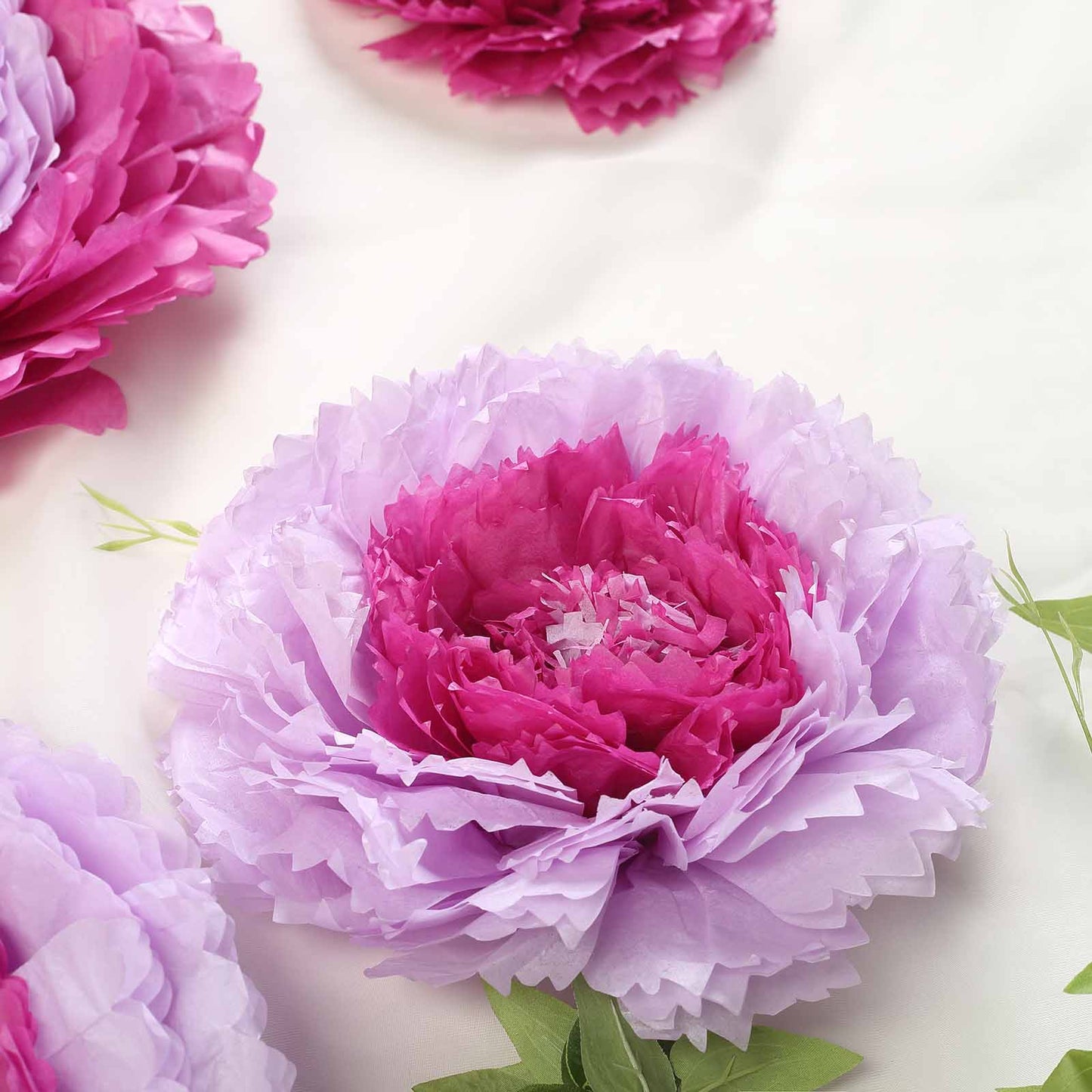 Lavender lilac 3D giant paper flowers for wedding backdrops.
