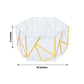 Clear and gold acrylic hexagonal cake box stand with geometric design.