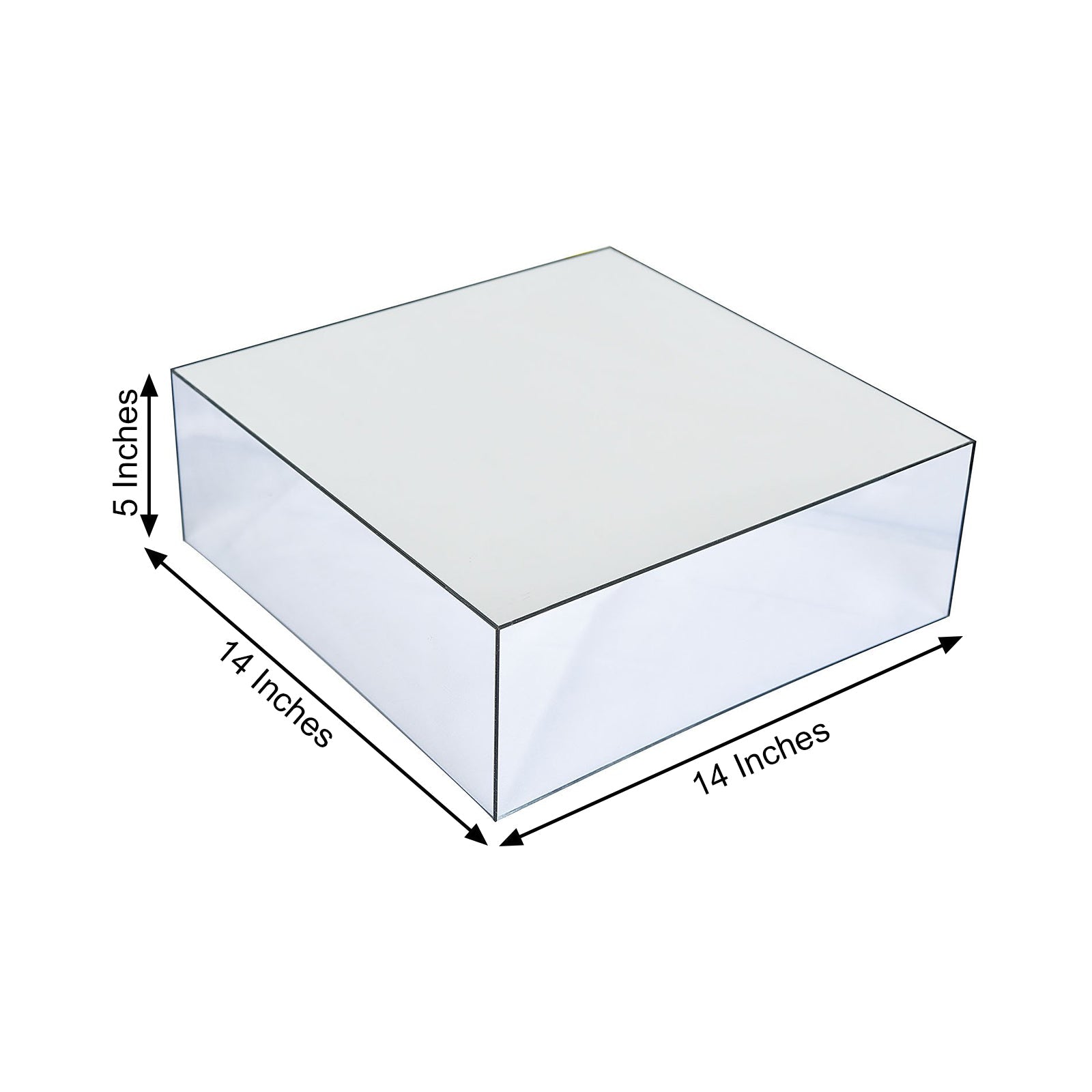 14 Inch x 14 Inch Silver Acrylic Pedestal Riser Mirror Finish Display Cake Box Stand with Hollow Bottom 