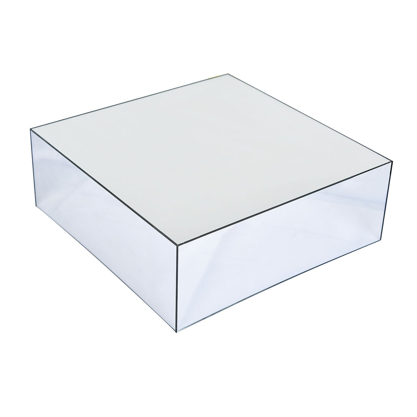 14 Inch x 14 Inch Silver Pedestal Riser Acrylic Mirror Finish Cake Stand Display Box with Hollow Bottom
