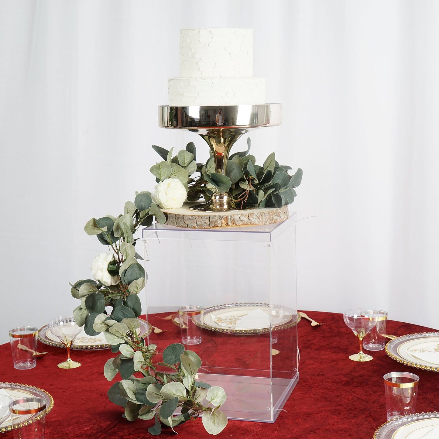 16" Clear Acrylic Pedestal Risers - Transparent Acrylic Display Boxes with Interchangeable Lid and Base