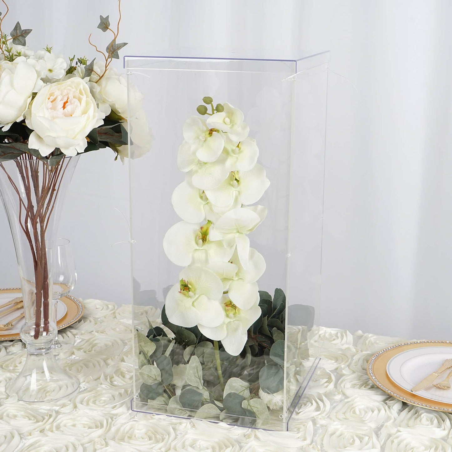 24" Clear Acrylic Pedestal Risers - Transparent Acrylic Display Boxes with Interchangeable Lid and Base