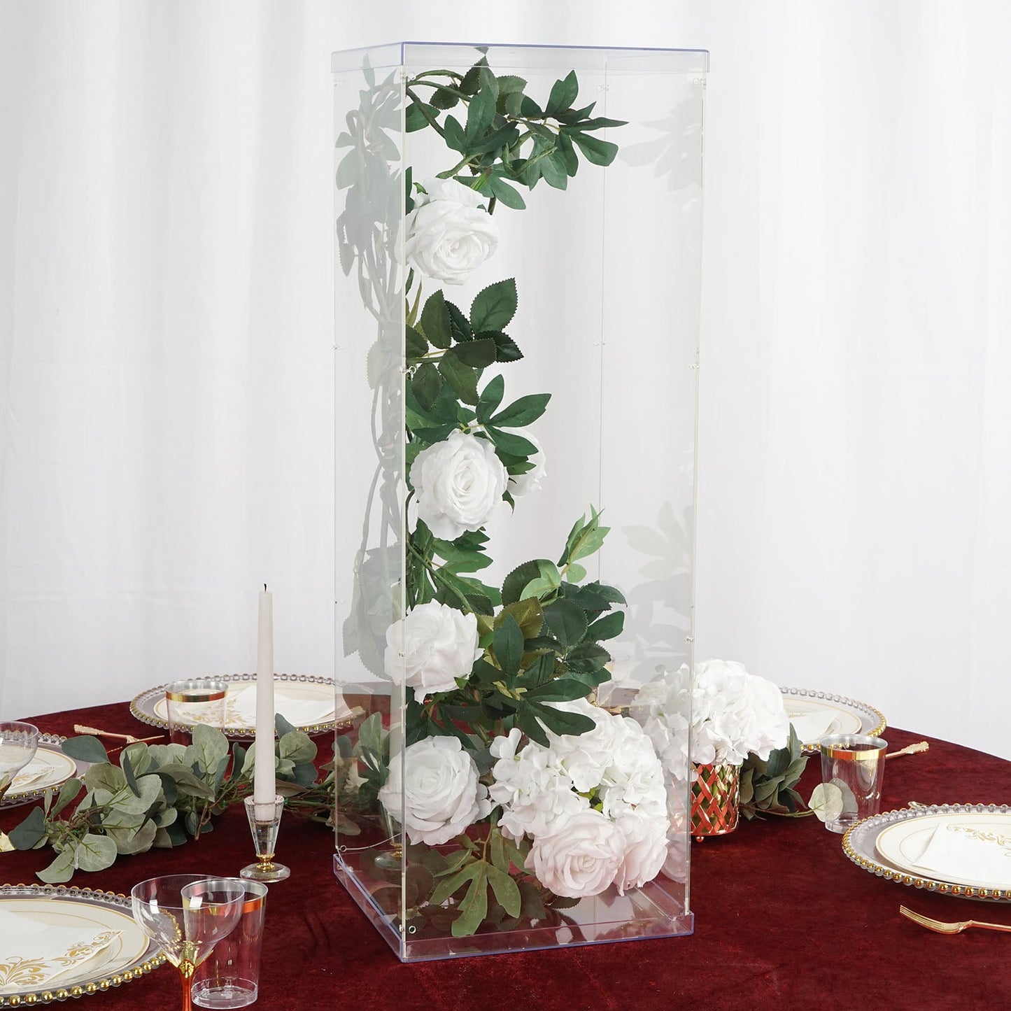 32" Clear Acrylic Pedestal Risers - Transparent Acrylic Display Boxes with Interchangeable Lid and Base