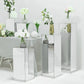 40" Floor Standing Silver Mirror Finish Acrylic Pedestal Risers - Display Boxes with Interchangeable Lid and Base