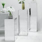 5 Set Silver Mirror Pedestal Display Risers With Interchangeable Lid & Base Acrylic 12 Inch 16 Inch 24 Inch 32 Inch 40 Inch