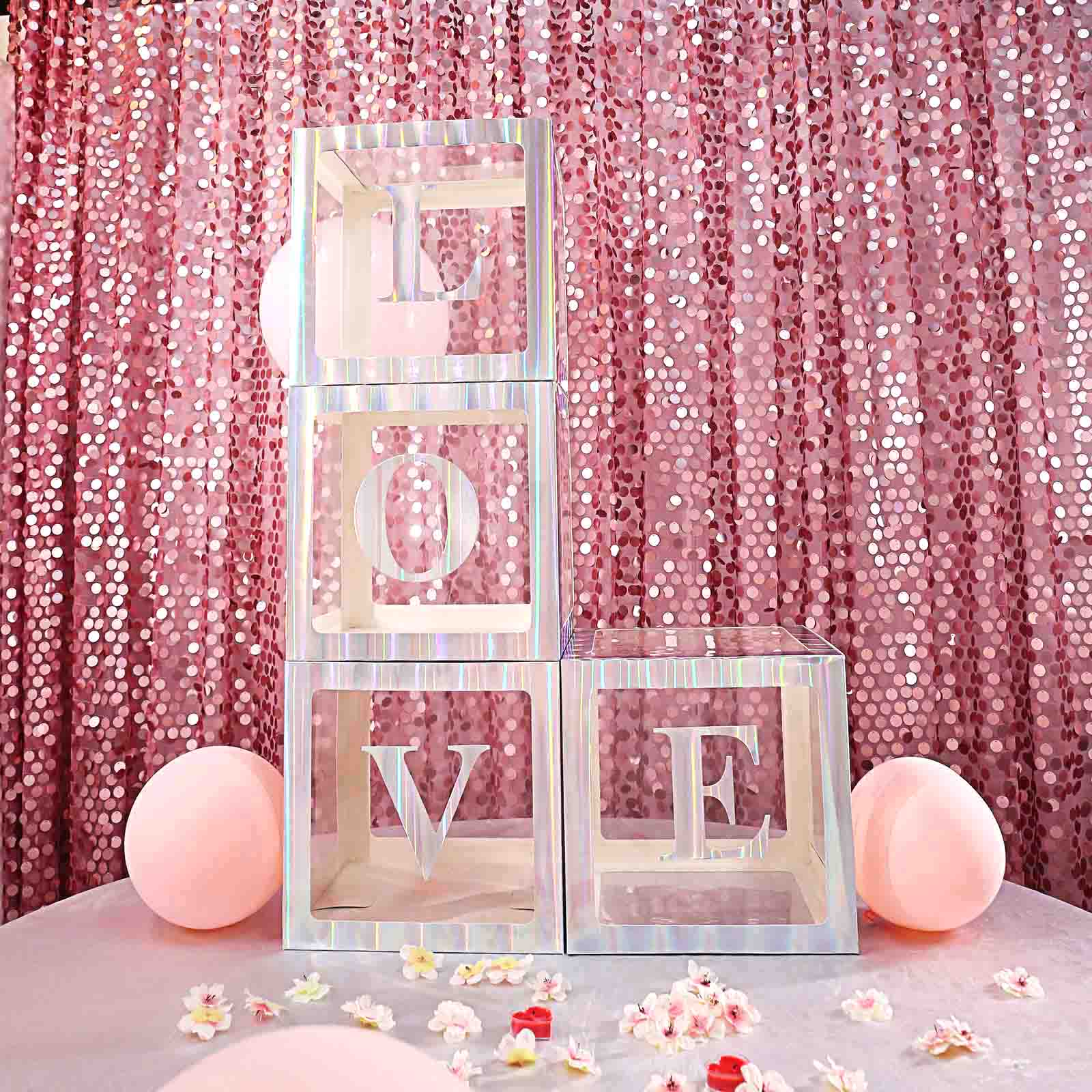 2pcs Transparent DIY Balloon Boxes, Baby Shower Party Decoration Boxes Iridescent Edges