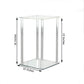 Clear acrylic wedding centerpiece vase with square mirror base.