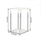 Clear acrylic wedding centerpiece vase with square mirror base.