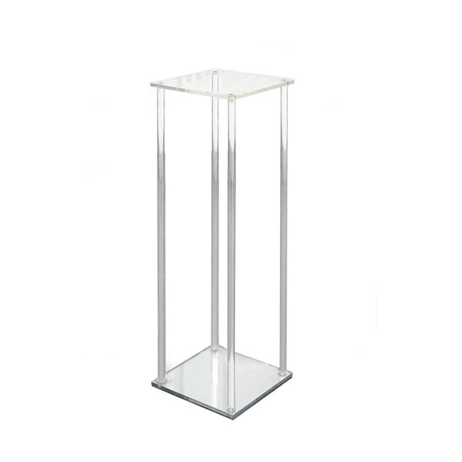 Clear 32 Inch Floor Vase Flower Acrylic With Mirror Base Column Stand