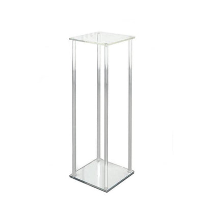 Clear 32 Inch Floor Vase Flower Acrylic With Mirror Base Column Stand