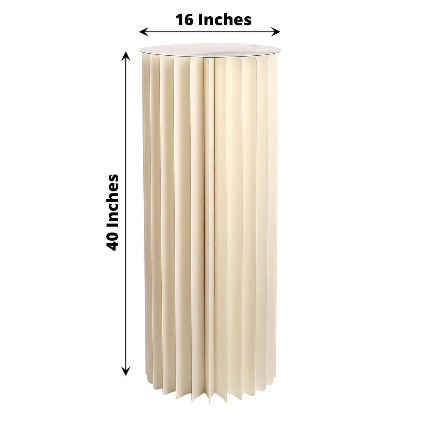 40" ivory cylinder display column stand with top plate.