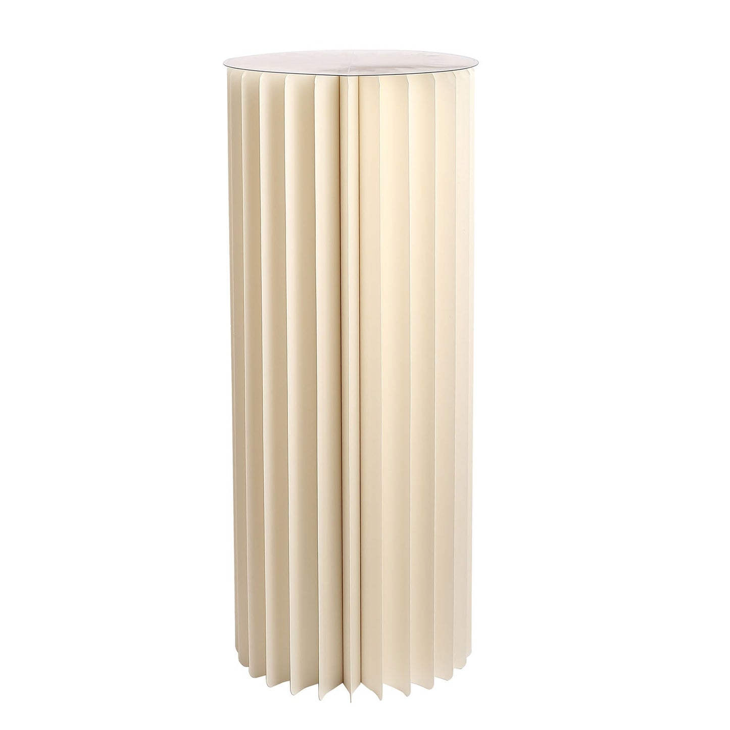 Ivory cylinder display column stand with top plate.