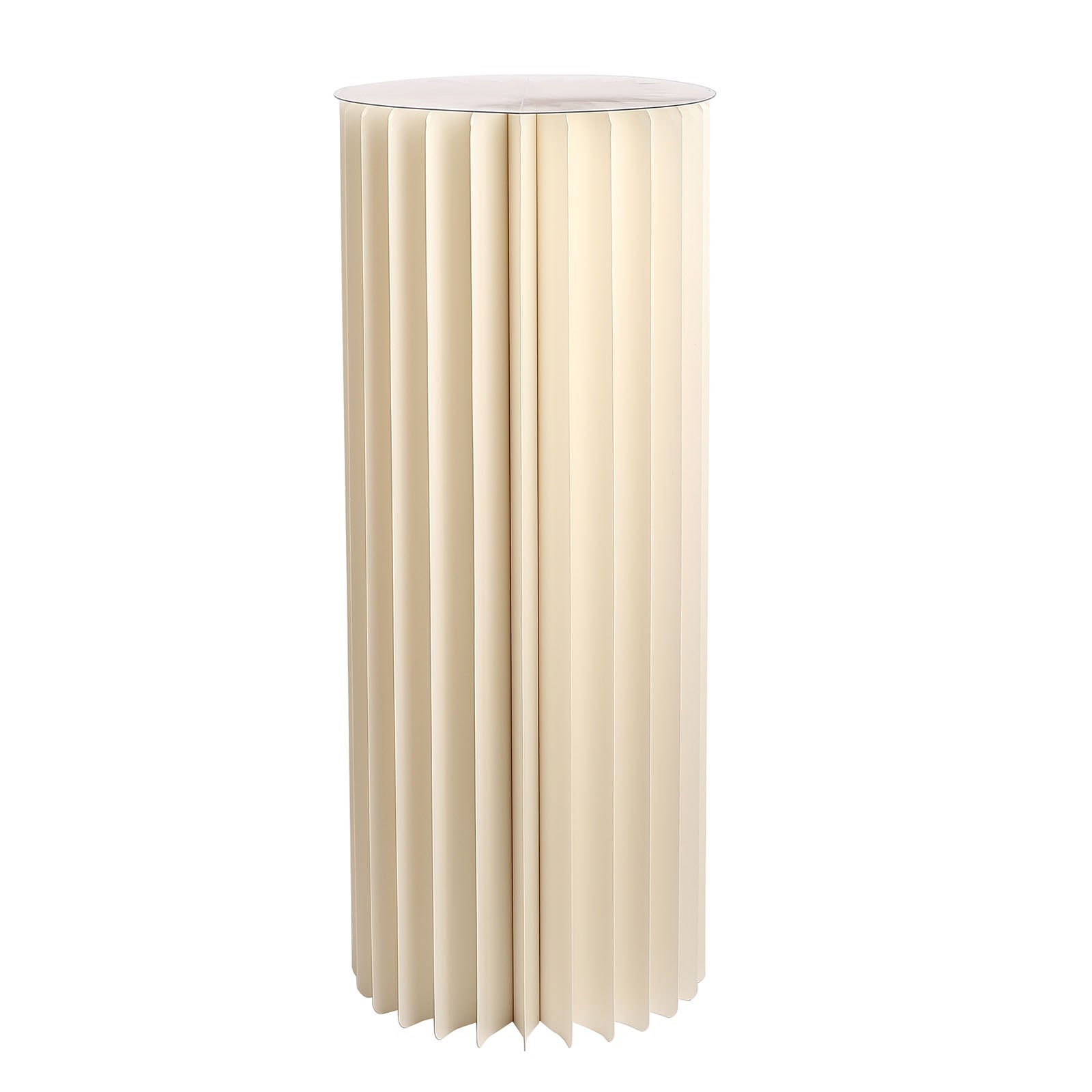 Ivory cylinder display column stand with top plate.