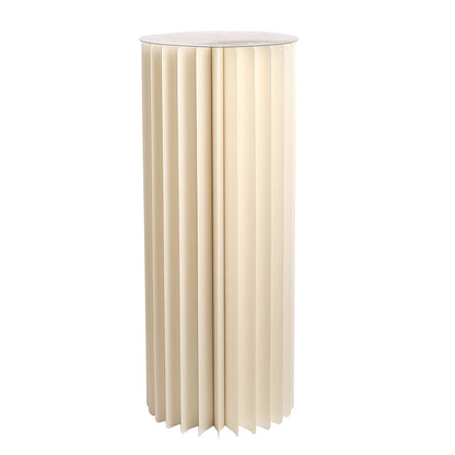 Ivory cylinder display column stand with top plate.