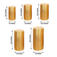 Metallic gold spandex pedestal stand covers in various heights.