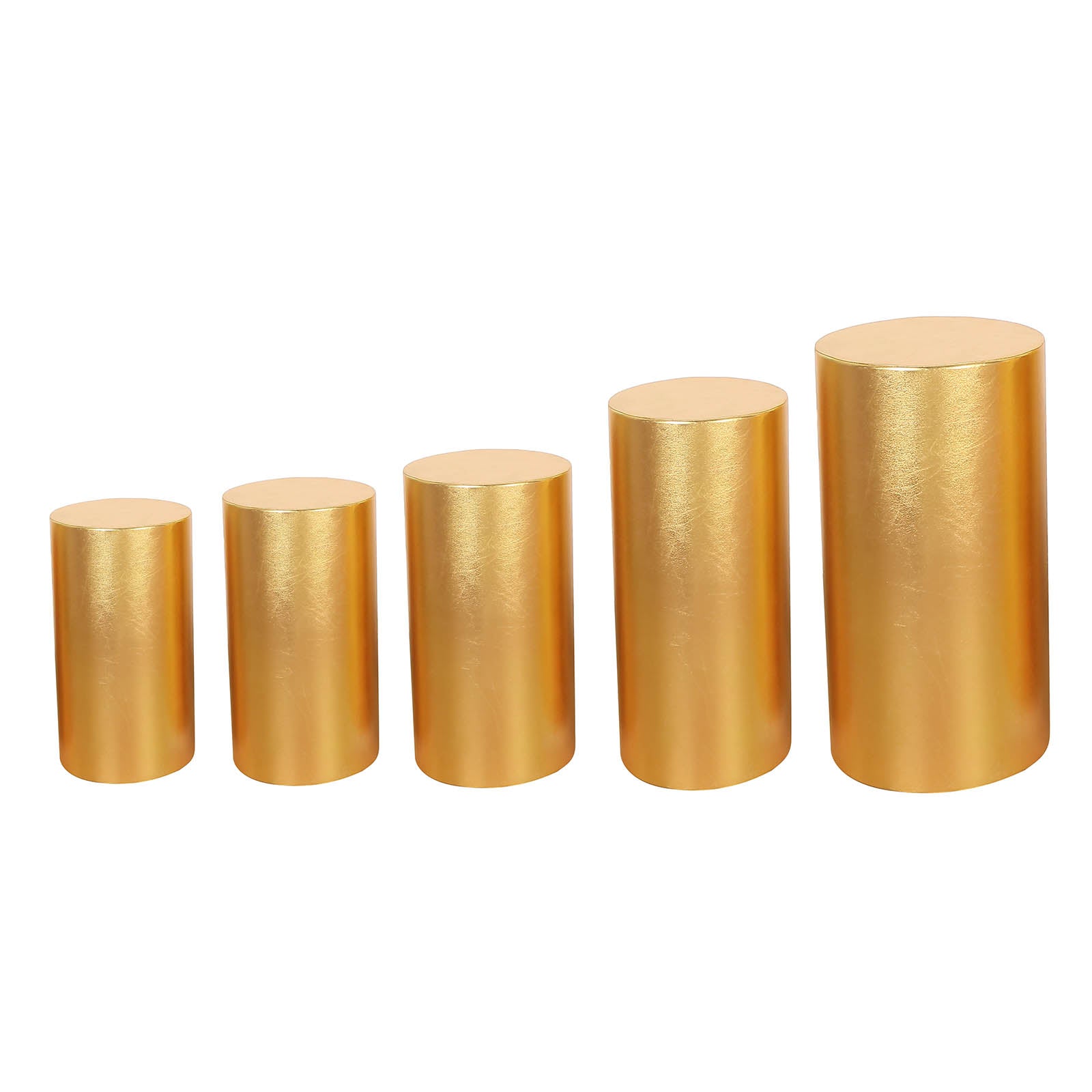 Metallic gold spandex pedestal stand covers set of 5.